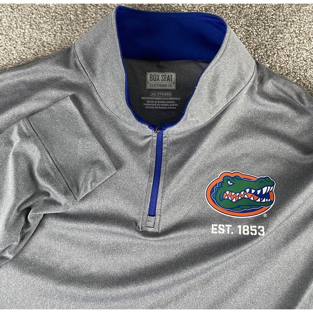 Box Seat Clothing Florida Gators Performance 1/4‎ Zip Gray Men XXL Pocket Read